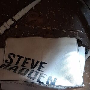 Steve Madden White Logo Crossbody Messenger Bag
